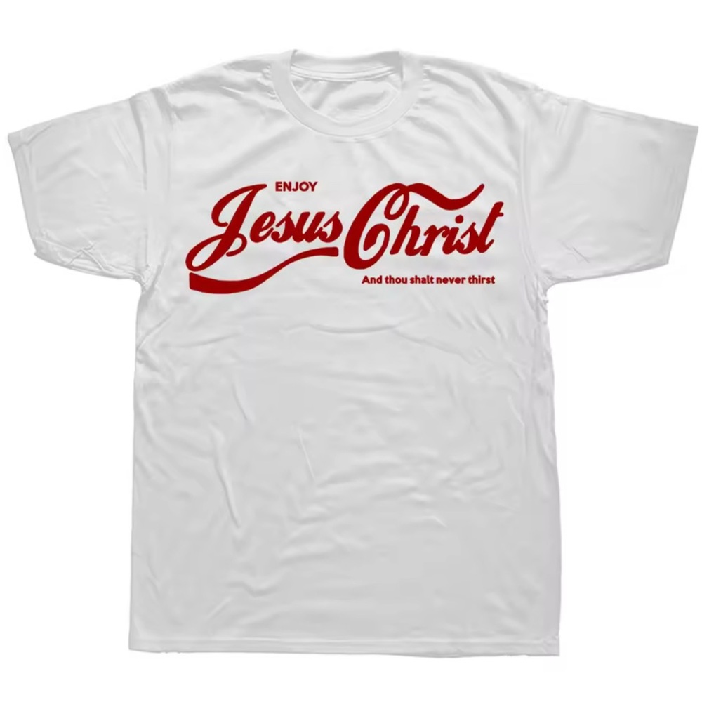 White Graphic T-Shirt with Red Print